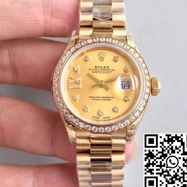 Lady Champagne 28MM Datejust Rolex 279138RBR Gold Dial Yellow 0428